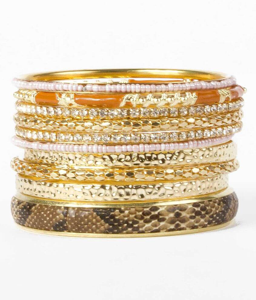 BKE Snakeprint Bangle Bracelet Set front view