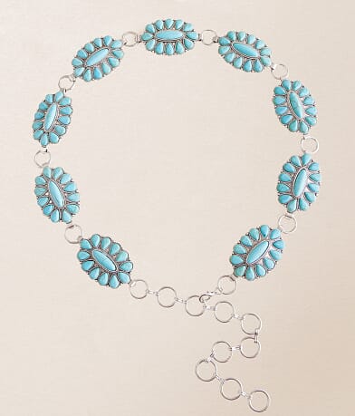 BKE Turquoise Stone Chain Belt front view