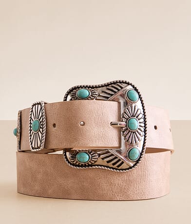 Sterling & Stitch Western Turquoise Stone Belt front view