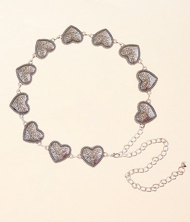 BKE Embossed Heart Chain Belt front view