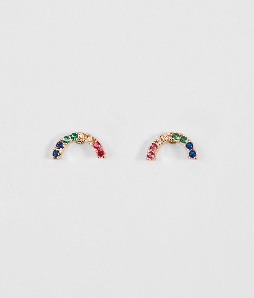 Rainbow Rhinestone Stud Earrings