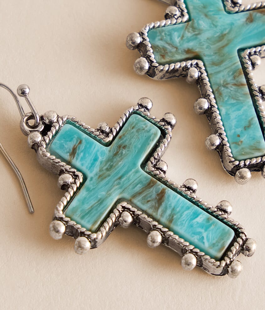 Turquoise Cross Earring