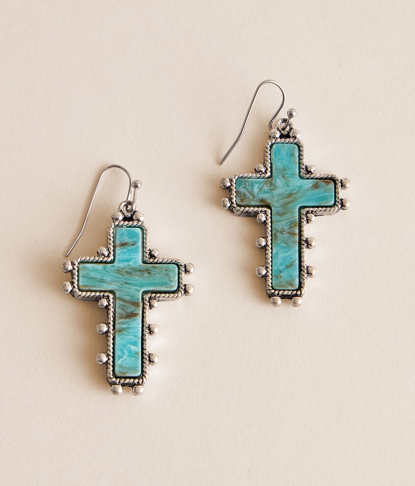 Turquoise Cross Earring