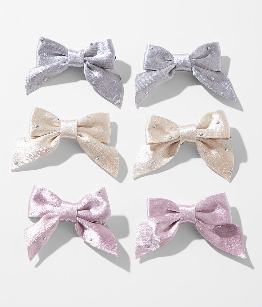 boutique by BKE 3 Pack Satin Hair Bow Clip Set front view