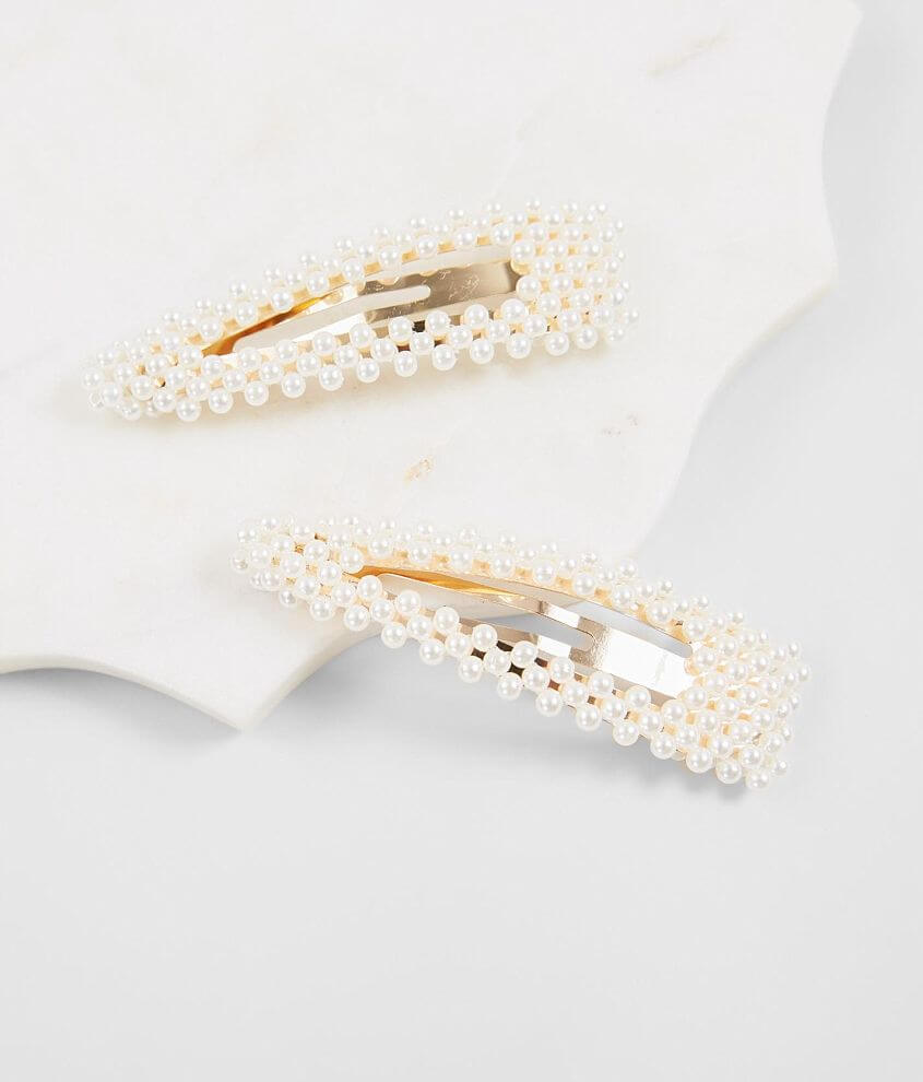 BKE 2 Pack Faux Pearl Hair Barrettes front view