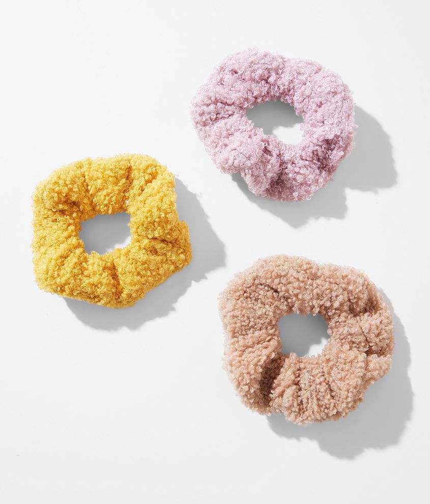 noir&#8482; 3 Pack Sherpa Hair Scrunchies front view