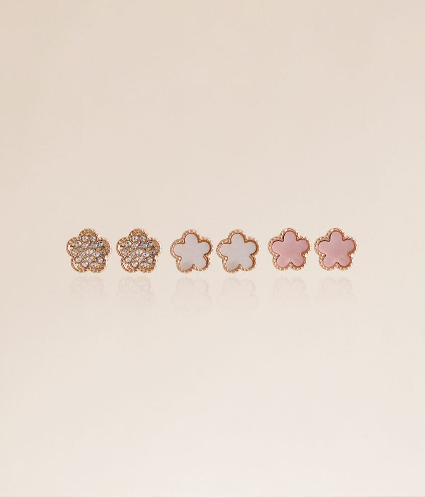 3 Pack Flower Earring Set