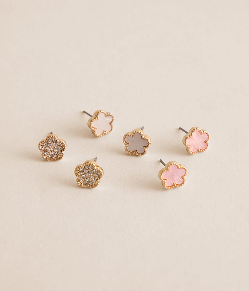 3 Pack Flower Earring Set