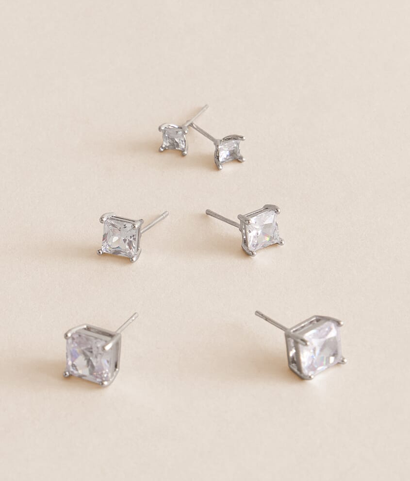 3 Pack Glitz Square Earring - thumbnail 2
