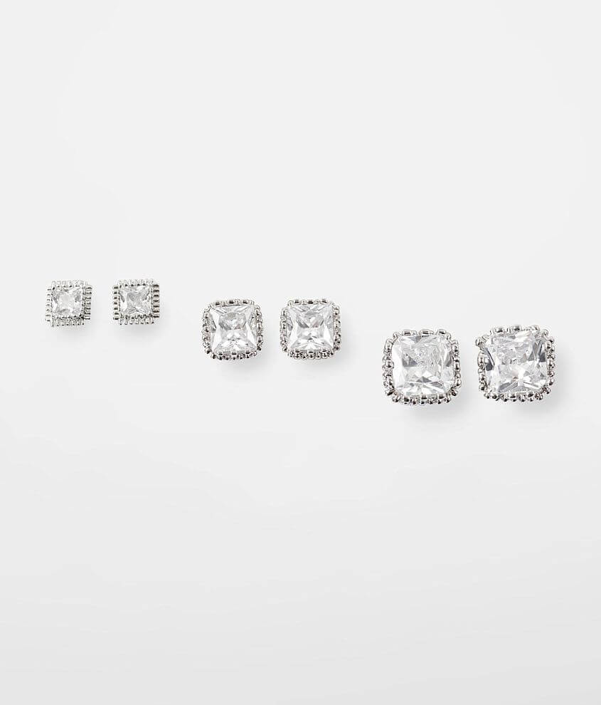 BKE 3 Pack Rhinestone Earring Set front view