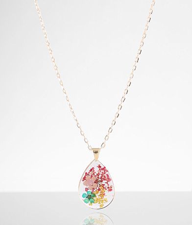 boutique by BKE Pressed Flower Necklace front view