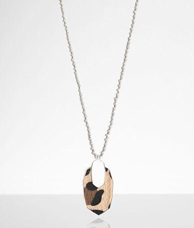 BKE Animal Print Pendant Necklace front view