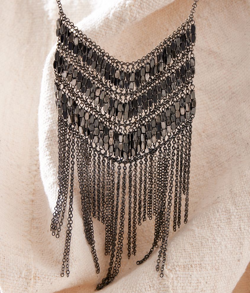 Sterling & Stitch Statement Chain Fringe Necklace - Women's