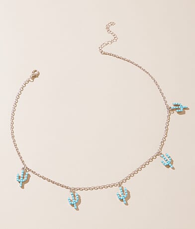 Sterling & Stitch Turquoise Cactus Necklace front view