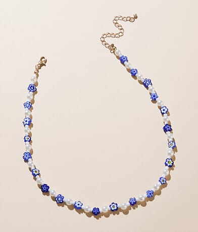 boutique by BKE Floral Beaded Necklace front view