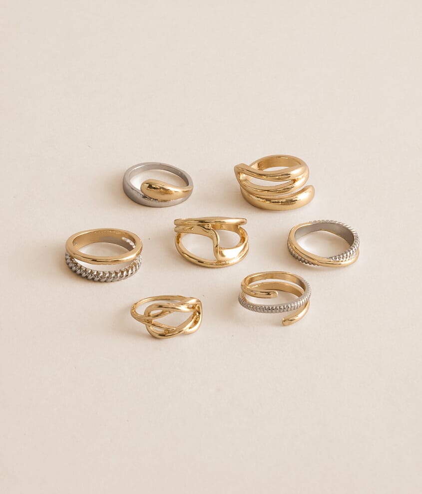 7 Pack Two Tone Ring Set