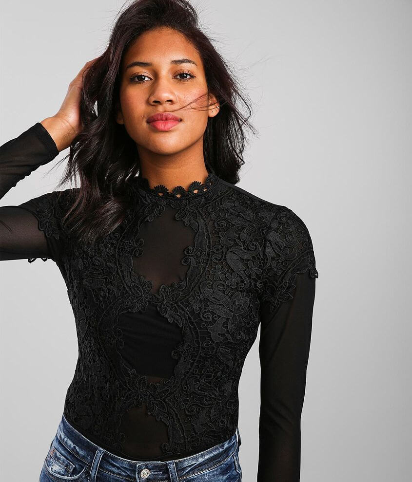 Blashe Embroidered Lace Bodysuit - Women's Bodysuits in Black