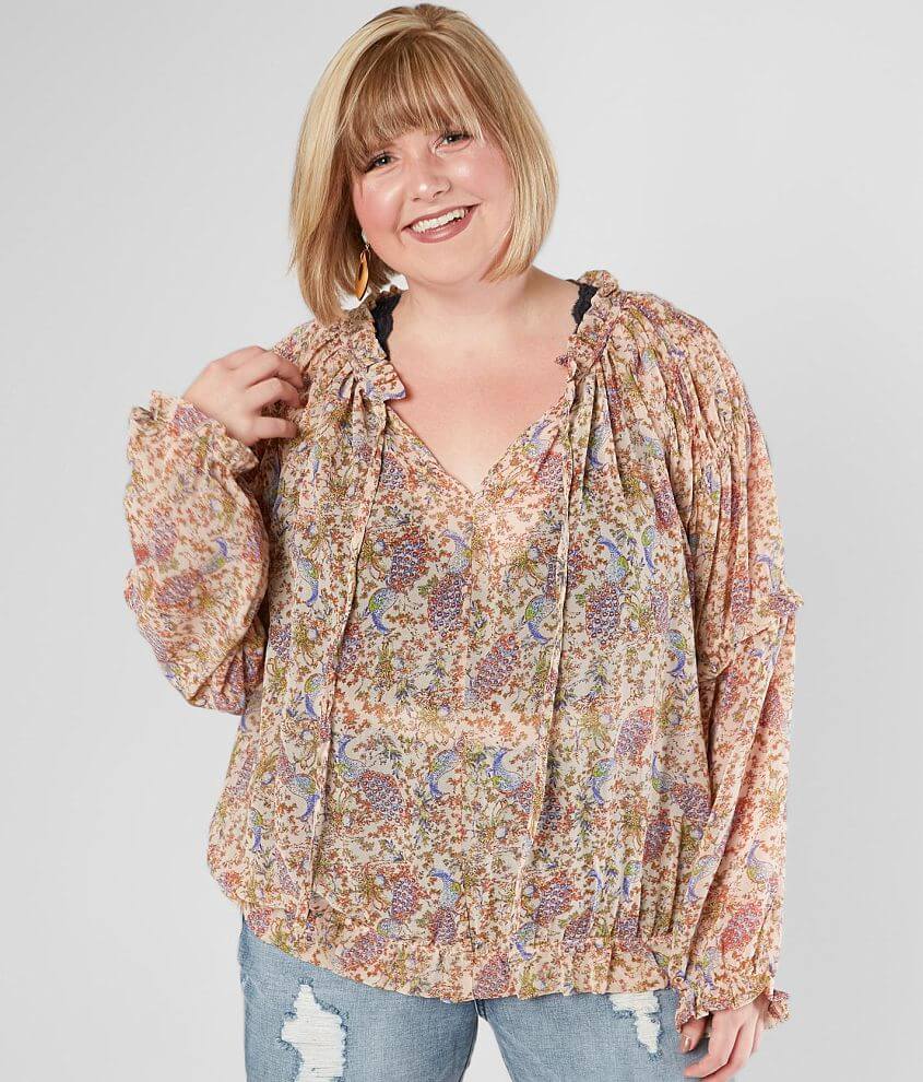 Image of Daytrip Peacock Chiffon Top - Plus Size Only