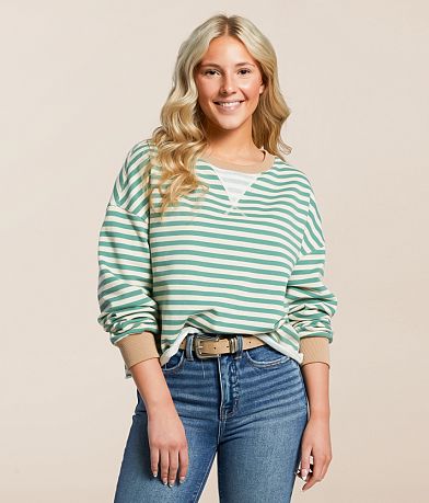 BKE Striped Knit Pullover front view