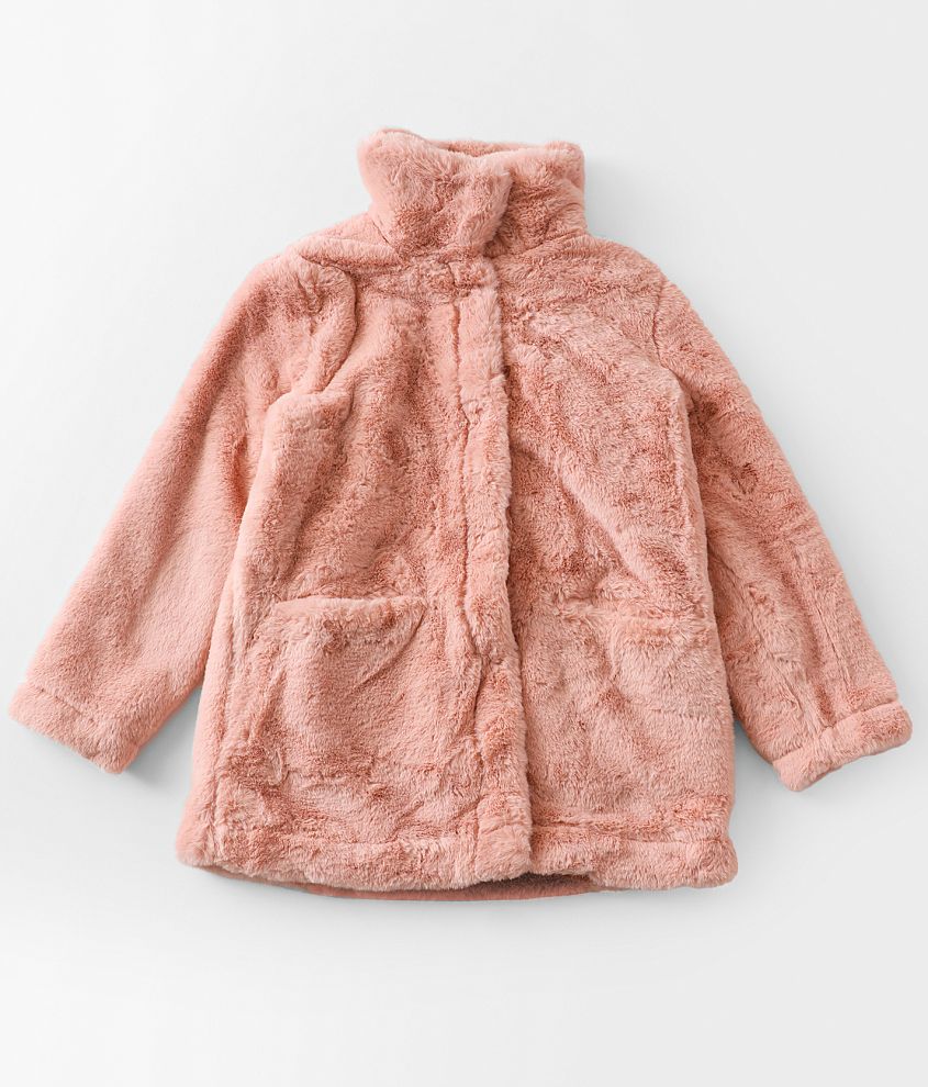 Girls - Urban Republic Rosette Faux Fur Jacket front view