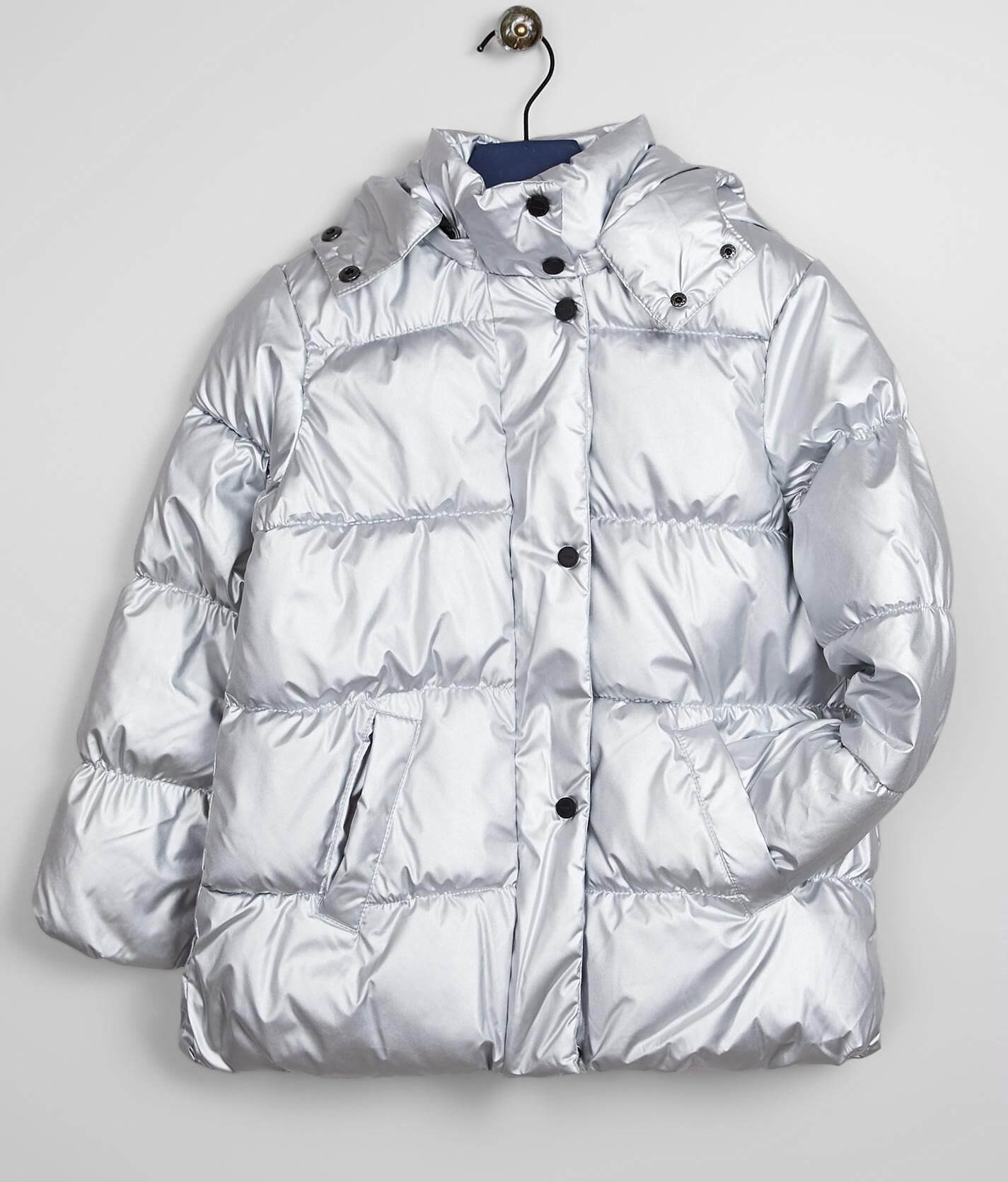 girls silver puffer coat