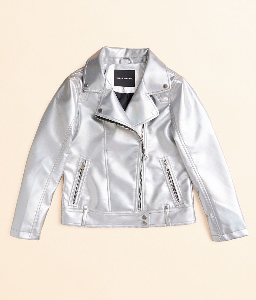 Girls - Urban Republic Metallic Moto Jacket front view