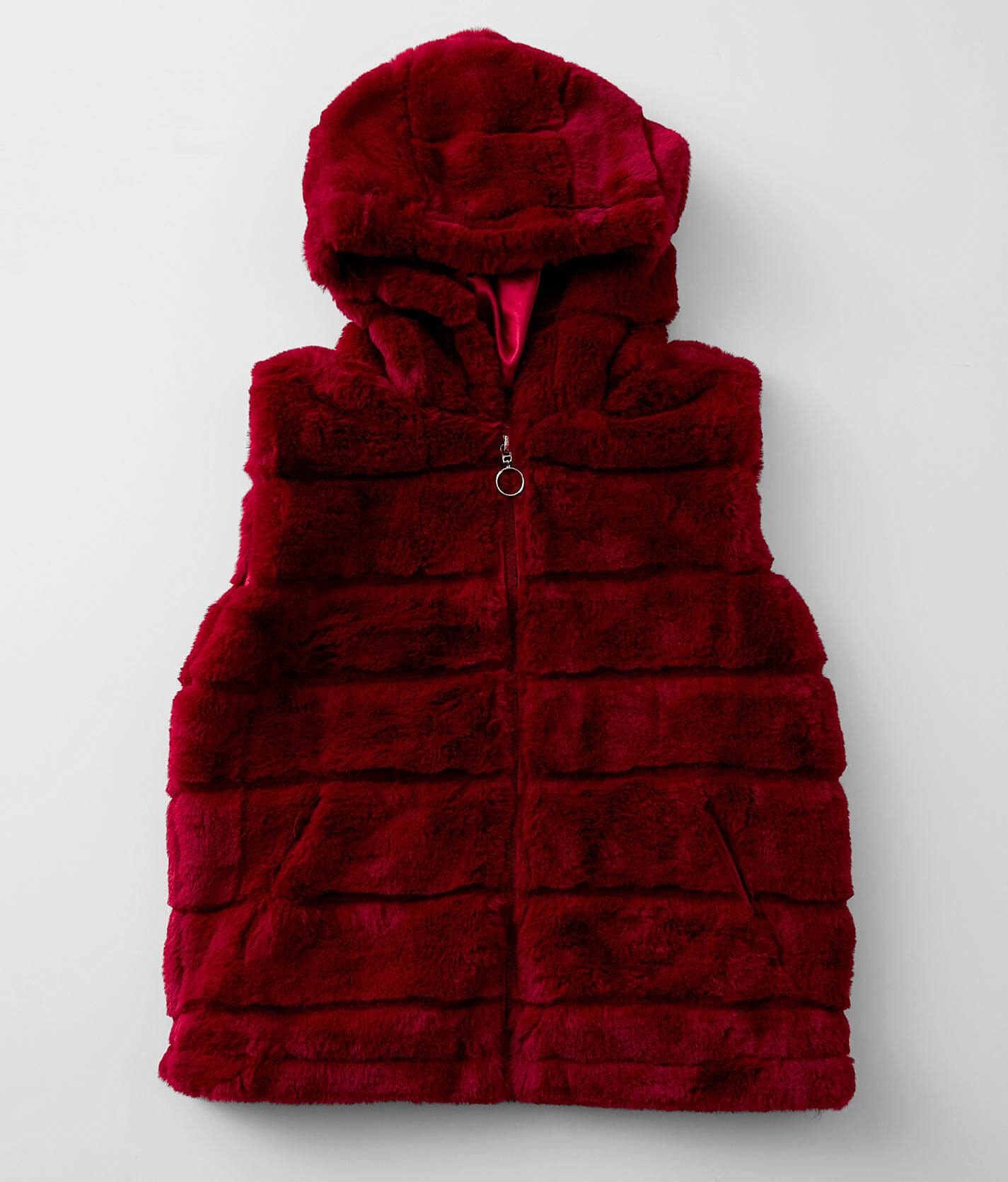 burgundy hooded vest