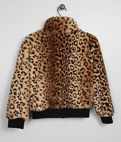 Urban Republic Girls - Cheetah Faux Fur Jacket BACK