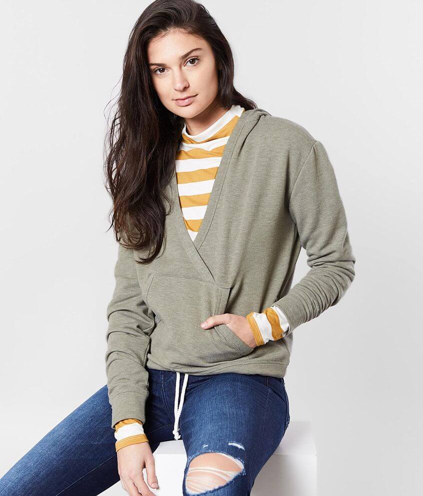 BKE Surplice V-neck Hooded Sweatshirt front view