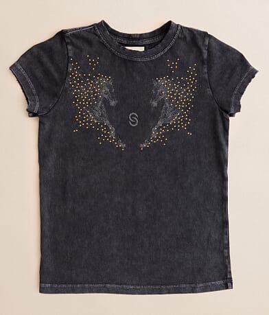 Sterling & Stitch Girls - Faded Horses T-Shirt front view