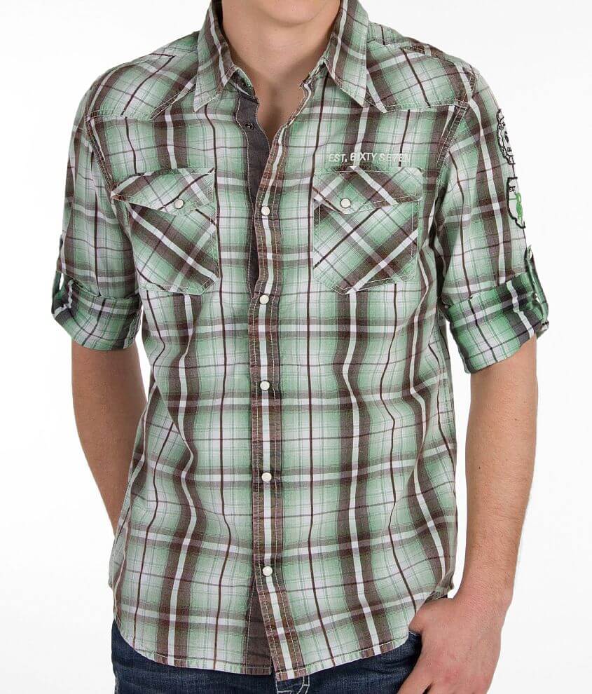 BKE Vintage Bearing Shirt Men's Shirts in Green White Buckle
