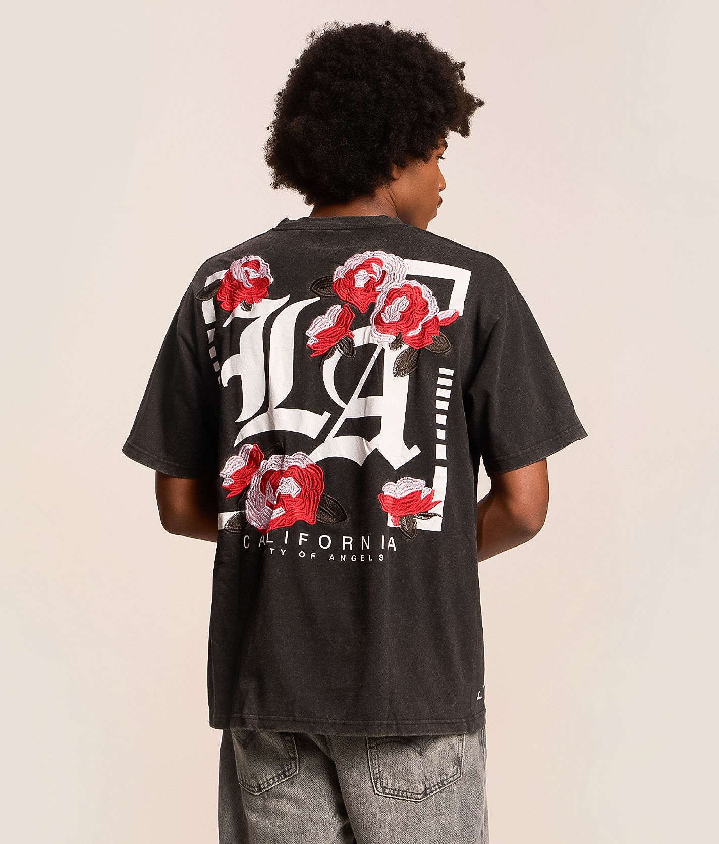 Jaqwin Roses T-Shirt - Men's Graphic T-Shirts in Black Mineral
