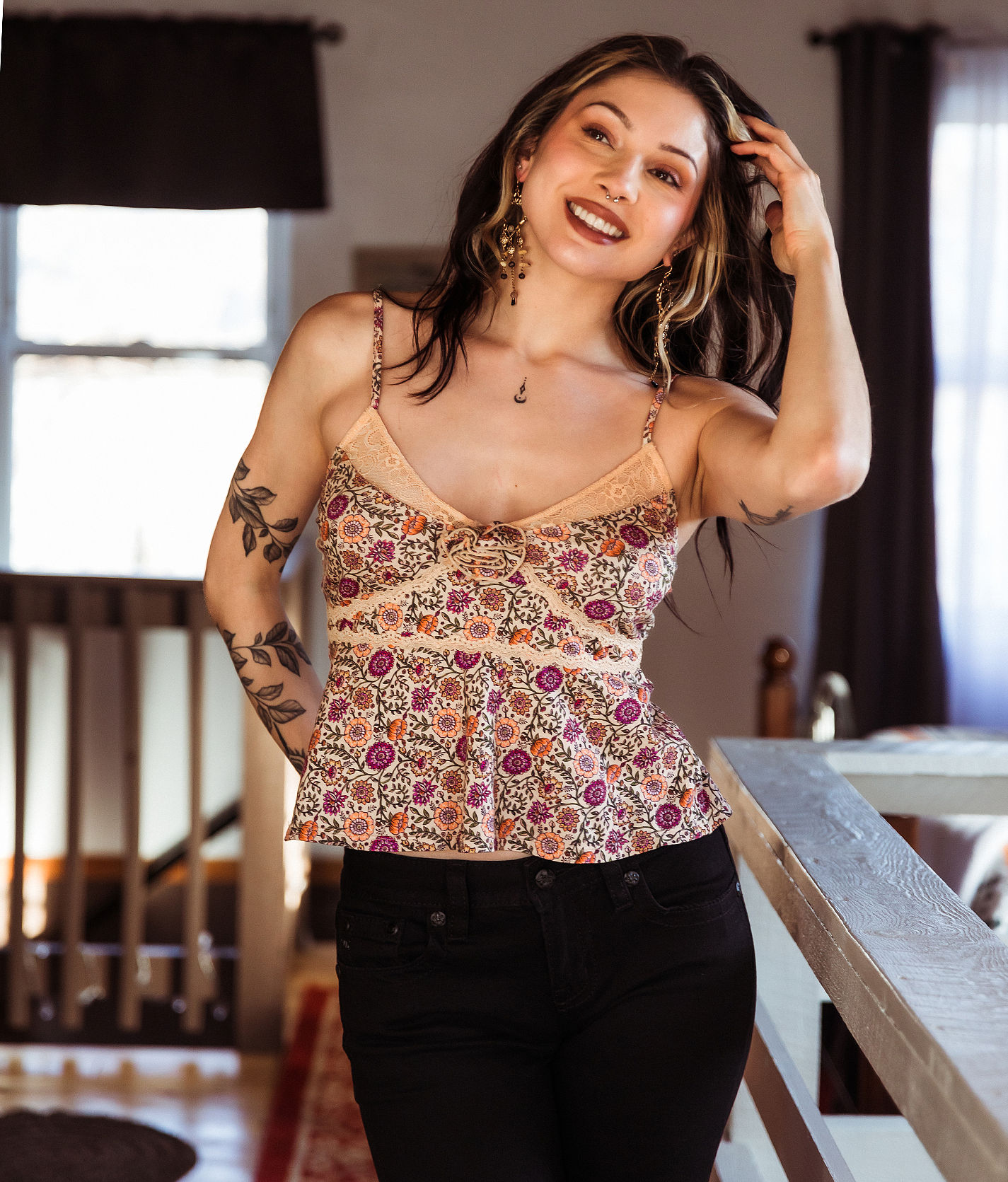 超格安一点 Gimmicks Rosette Lace Tank Top - Women's Tank Tops in Multi トップス
