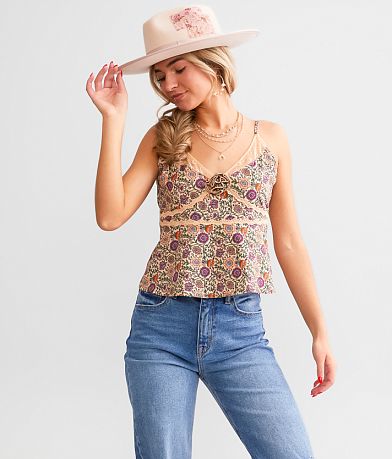 Gimmicks Rosette Lace Tank Top FULL_LEFT_SIDE
