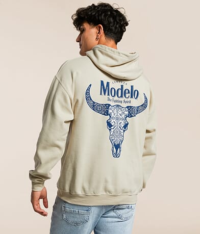 JEDCo Modelo® Cow Skull Hooded Sweatshirt front view
