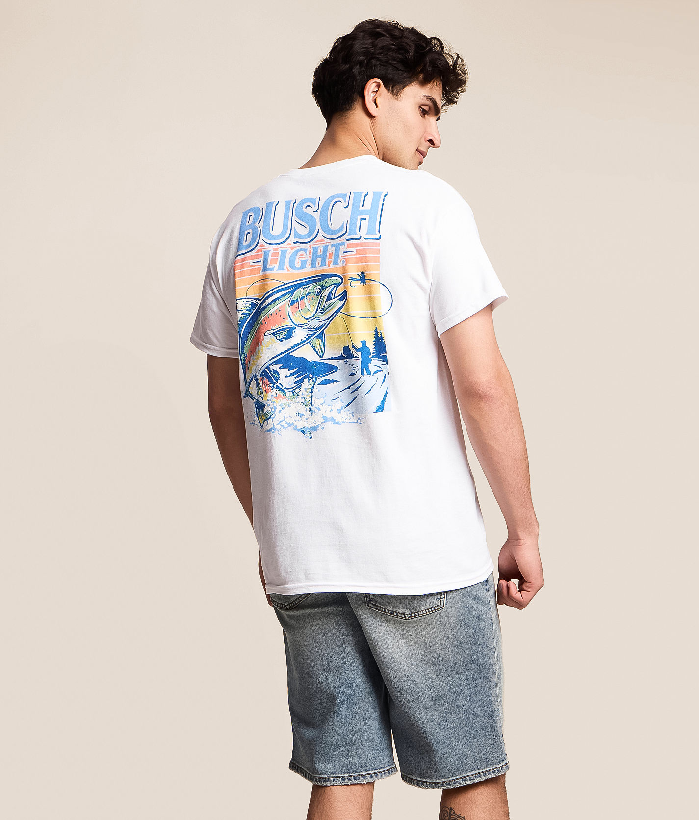 JEDCo Busch Light Retro T-Shirt - Men's Graphic T-Shirts in White