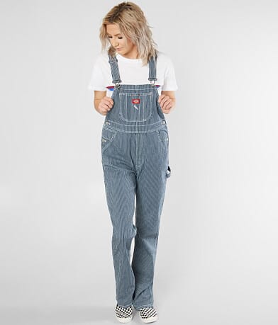Dickies&#174; Hickory Striped Stretch Overalls FULL_LEFT_SIDE
