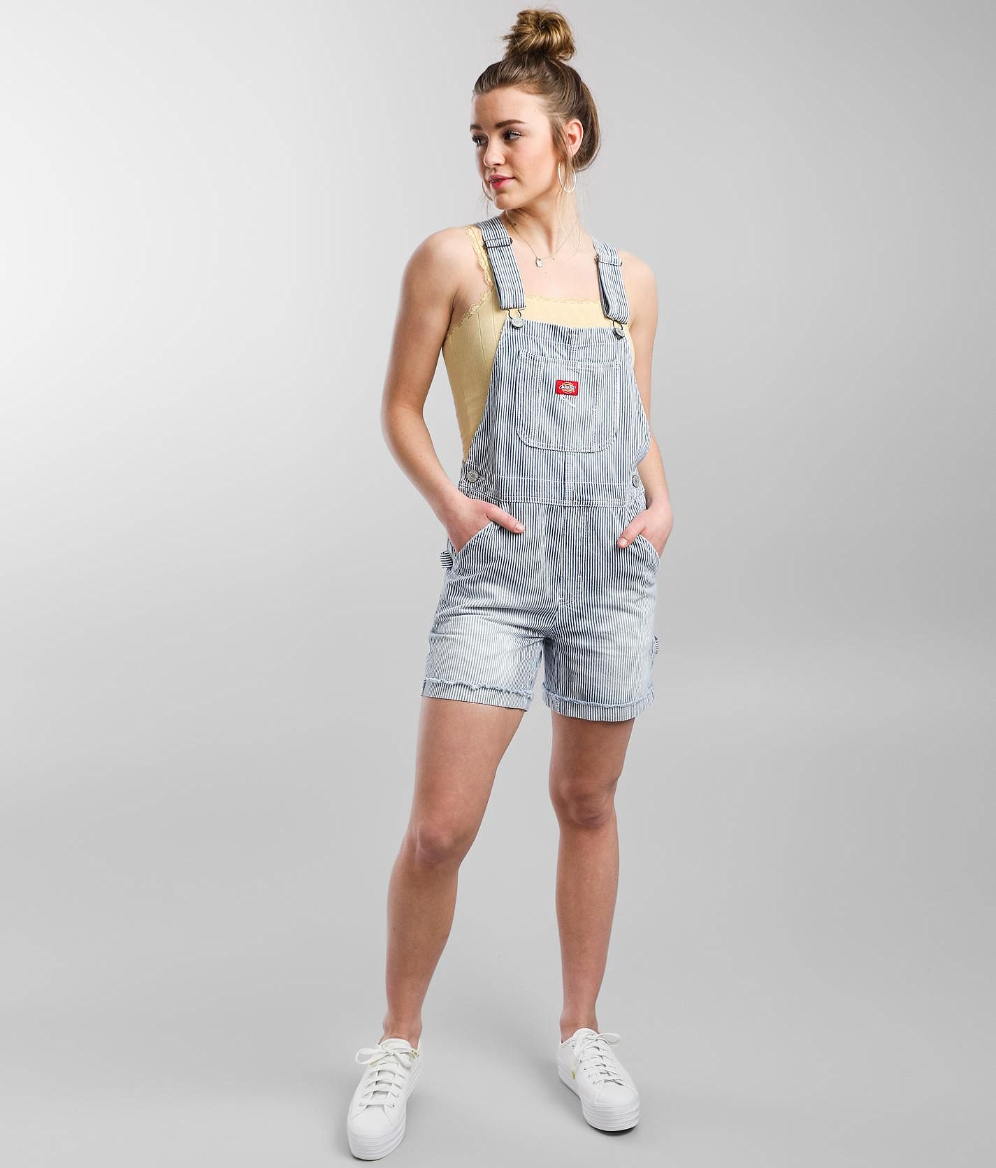 Dickies Carpenter Striped Overall Shorts Women s Rompers