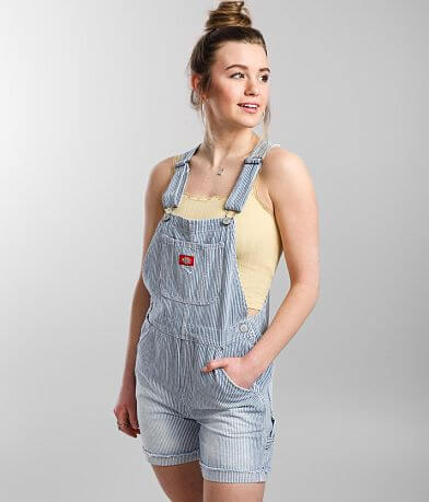 Dickies&#174; Carpenter Striped Overall Shorts FULL_RIGHT_SIDE