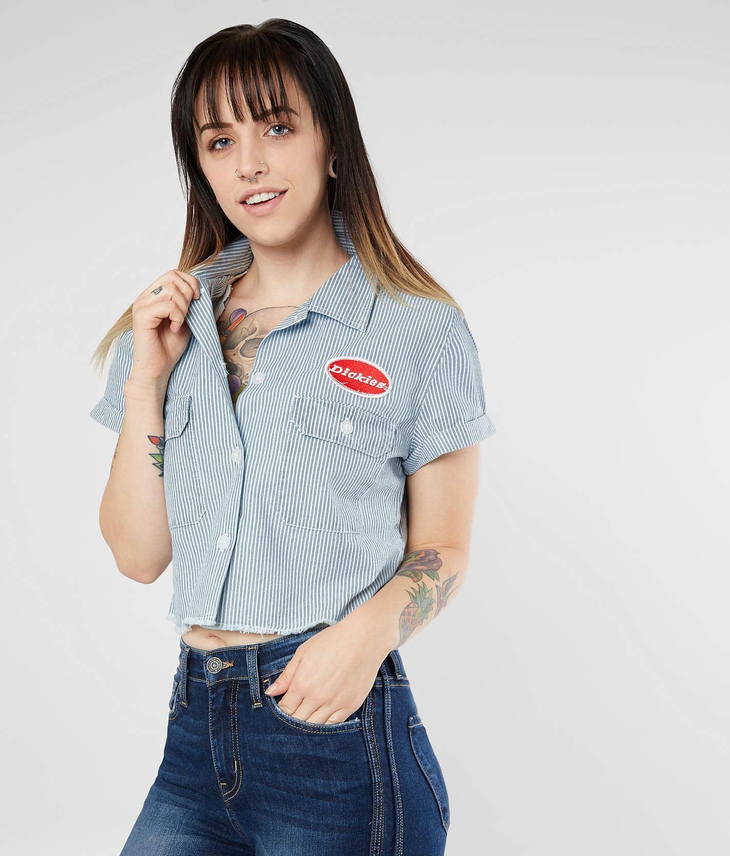 dickies denim work shirt