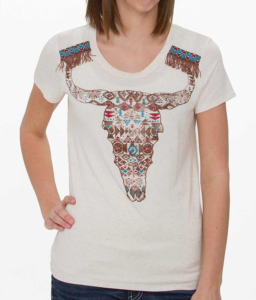 Daytrip Cow Skull Top - Women's T-Shirts in Cream | Buckle