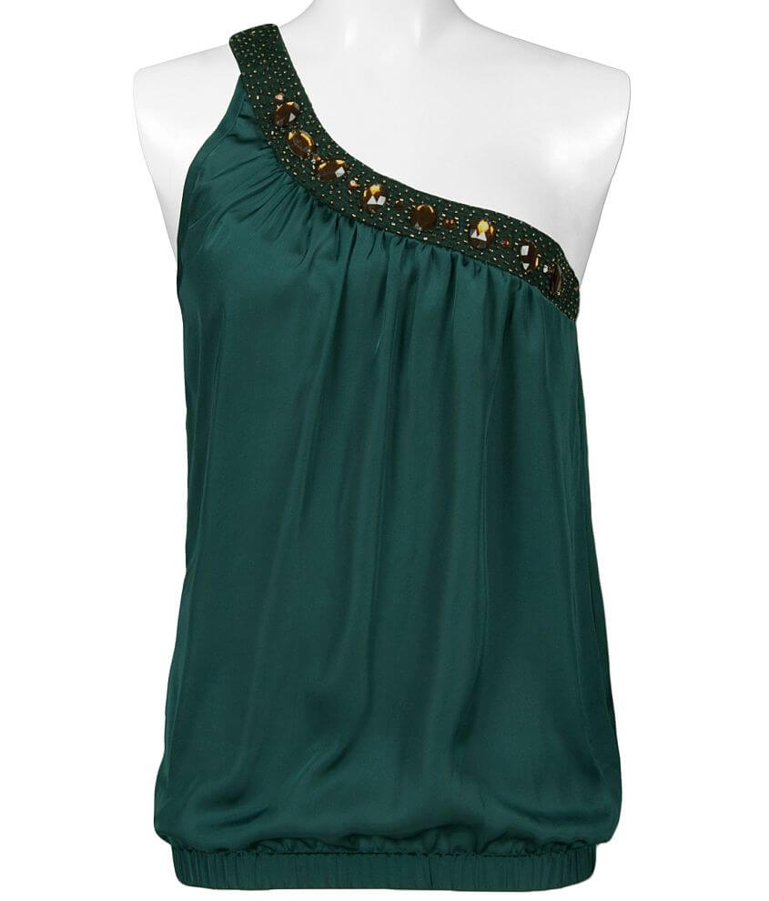 Daytrip Jeweled One Shoulder Tank Top front view