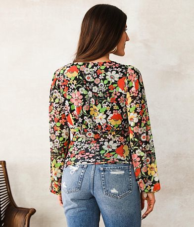 Willow &amp; Root Floral Mesh Top back view