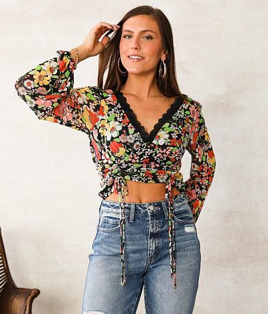 Willow &amp; Root Floral Mesh Top misc detail 1 view