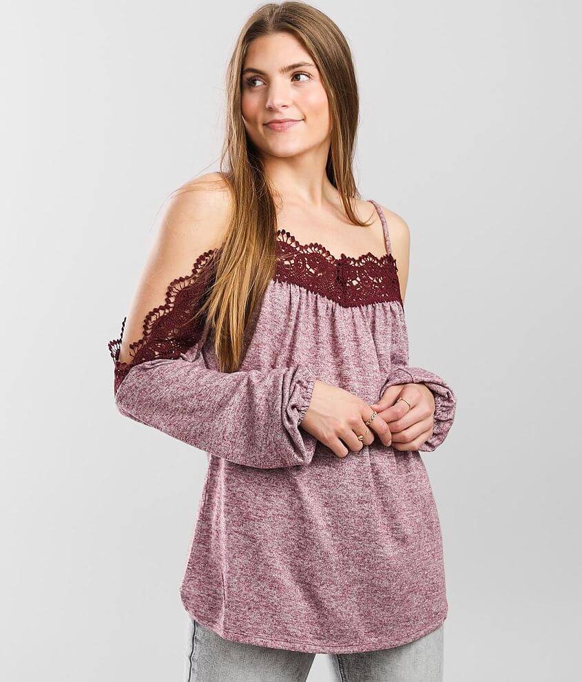 Daytrip Crochet Cold Shoulder Top Women s Shirts Blouses in