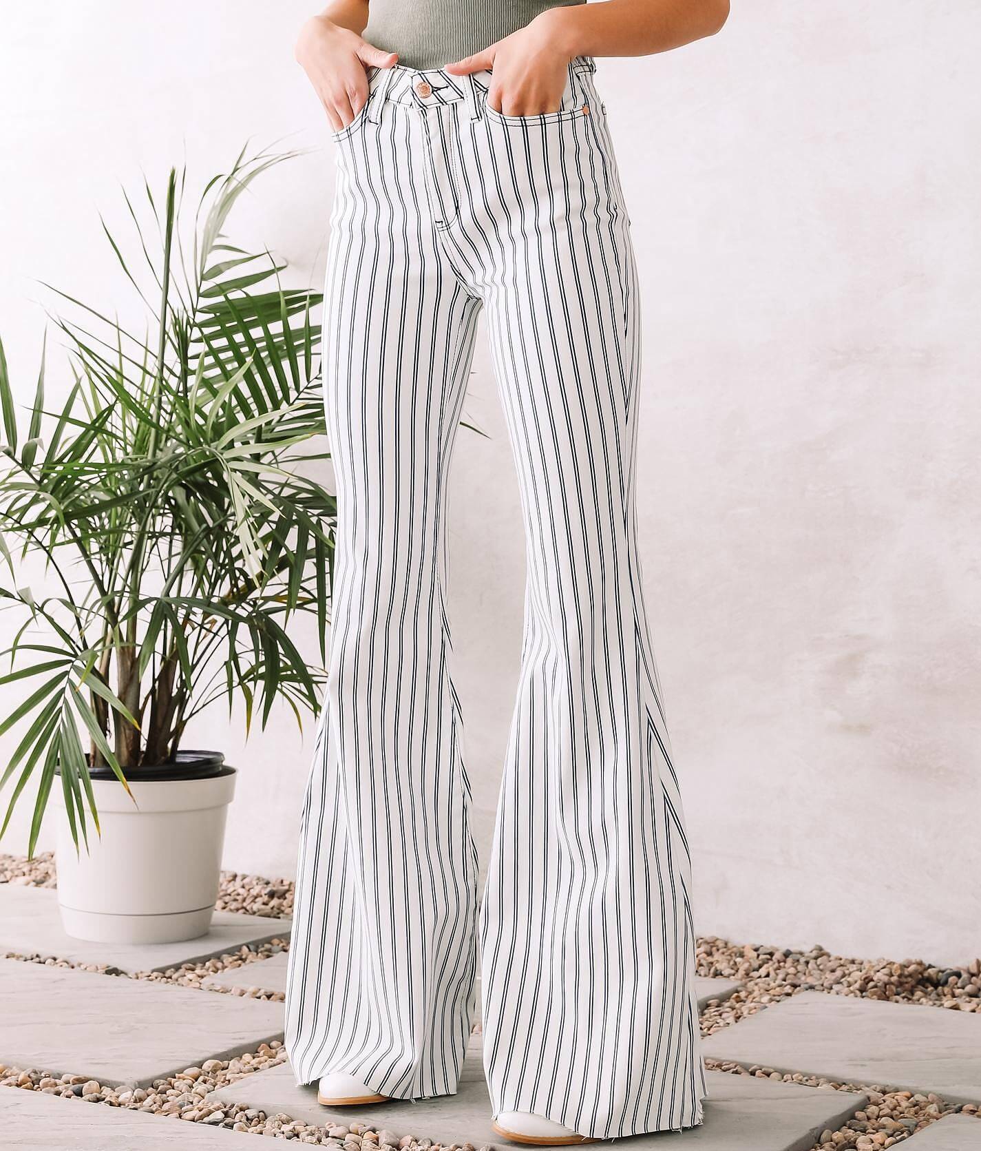 striped flared jeans