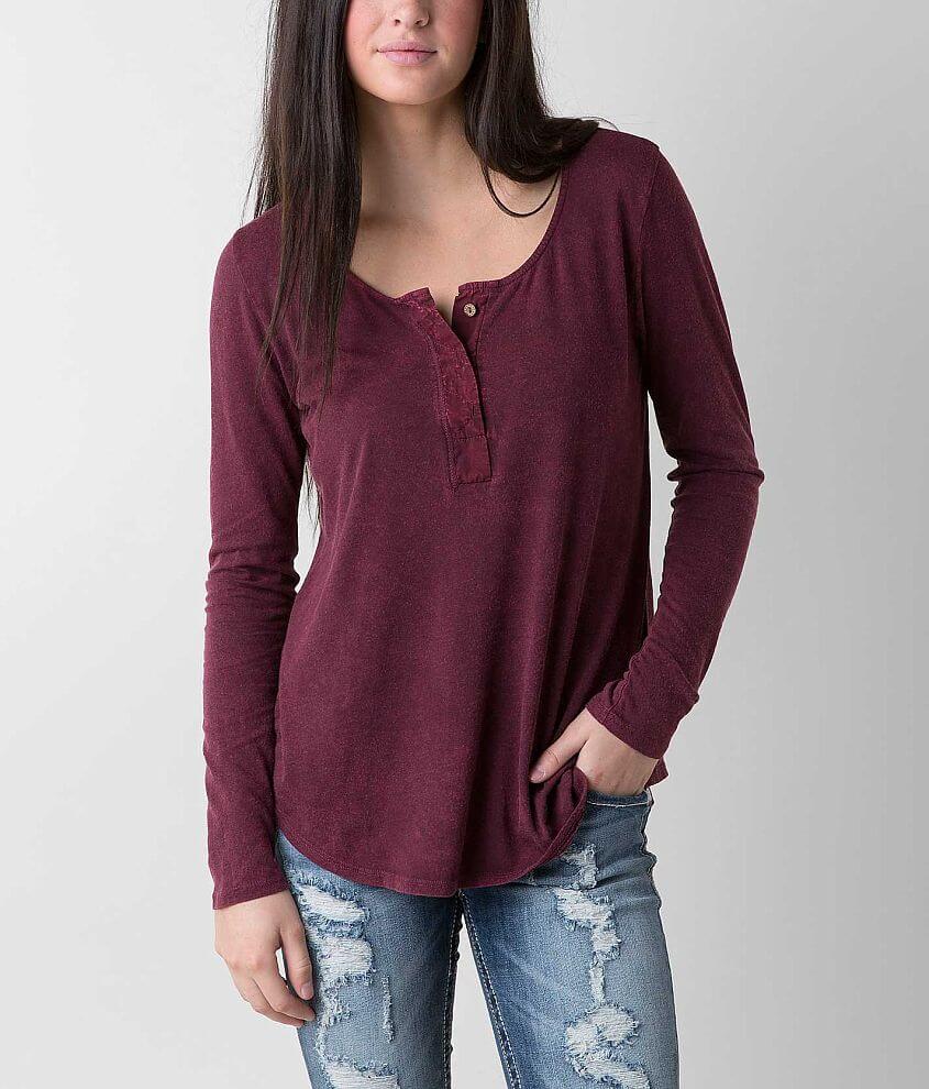 BKE Washed Henley Top front view