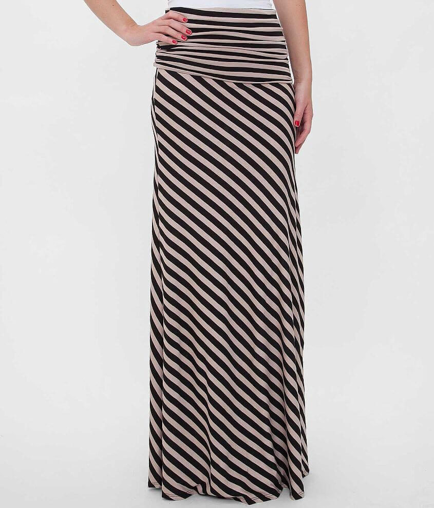 BKE red Striped Convertible Maxi Skirt front view