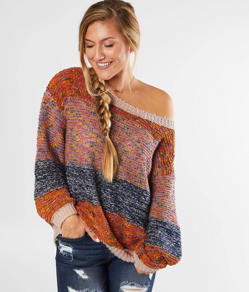 BKE Marled Rainbow Yarn Sweater front view