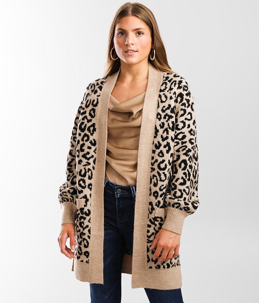 Daytrip Animal Print Cardigan Sweater - Women's Sweaters in Black